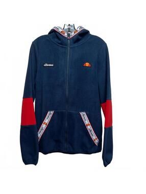 Ellesse Men's Full Zip Navy and Red Hoodie - Medium